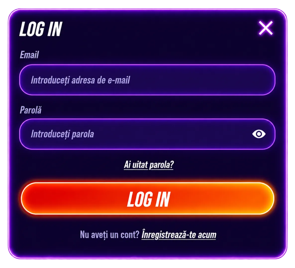 Formular de autentificare Zinx casino